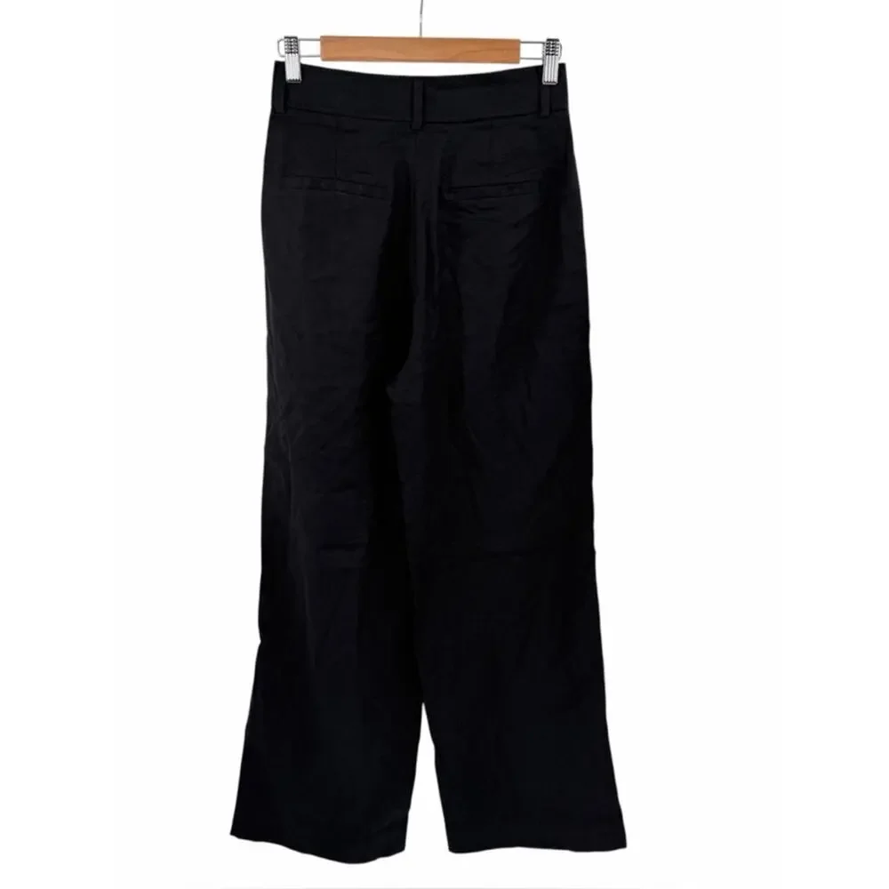 Everlane The Linen Way-High Drape Pant in black Size 0
